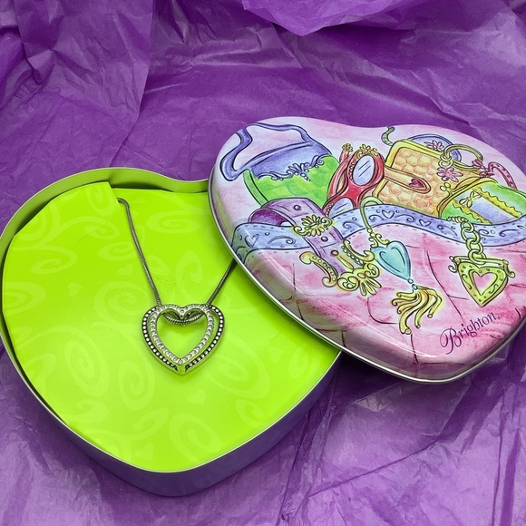 Brighton Rhinestone Sliding Heart Necklace with tin - Picture 7 of 7